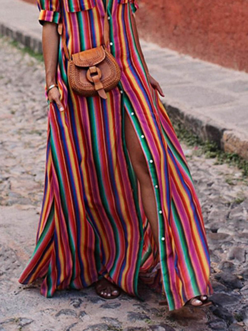 Günlük Çizgili Patchwork Pantolon