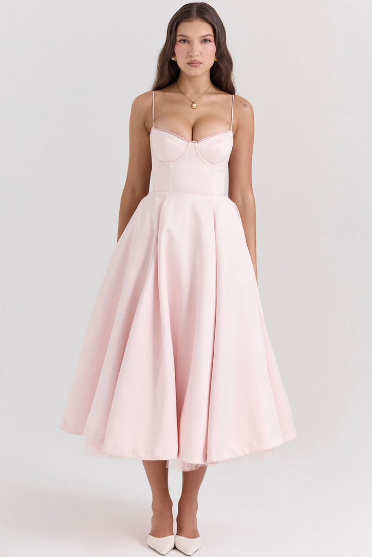 Ciony - Pembe Midi Elbise