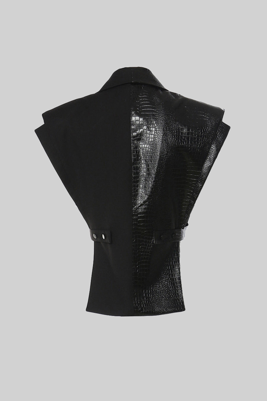 Siyah İkili Kumaşlı Kolsuz Fit Blazer