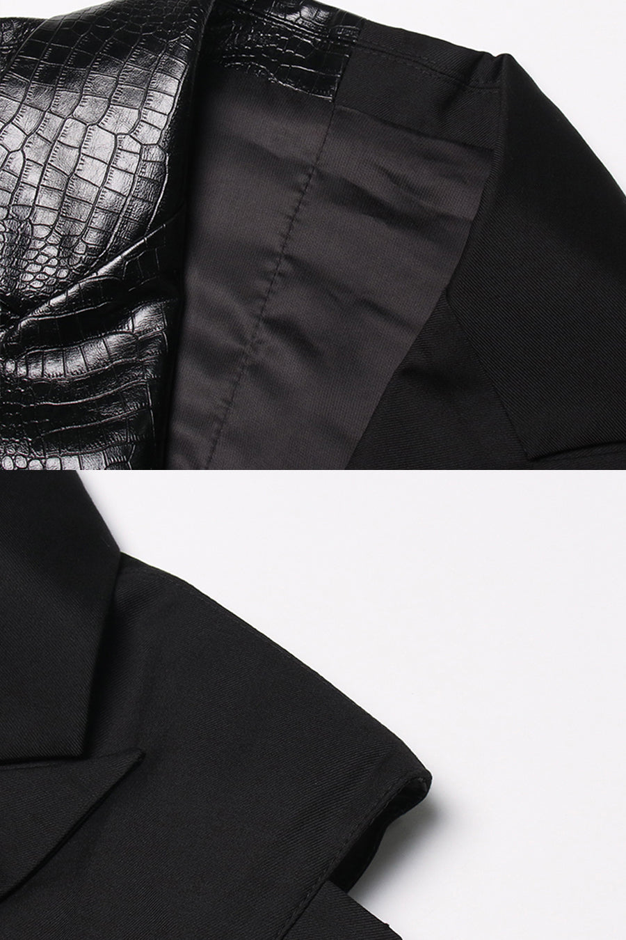 Siyah İkili Kumaşlı Kolsuz Fit Blazer
