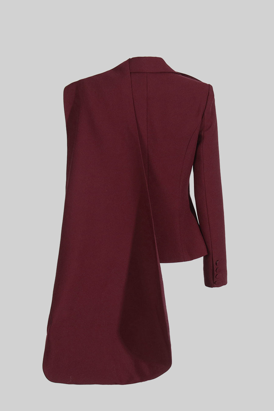 Asimetrik Drapeli Şal Detaylı Bordo Blazer