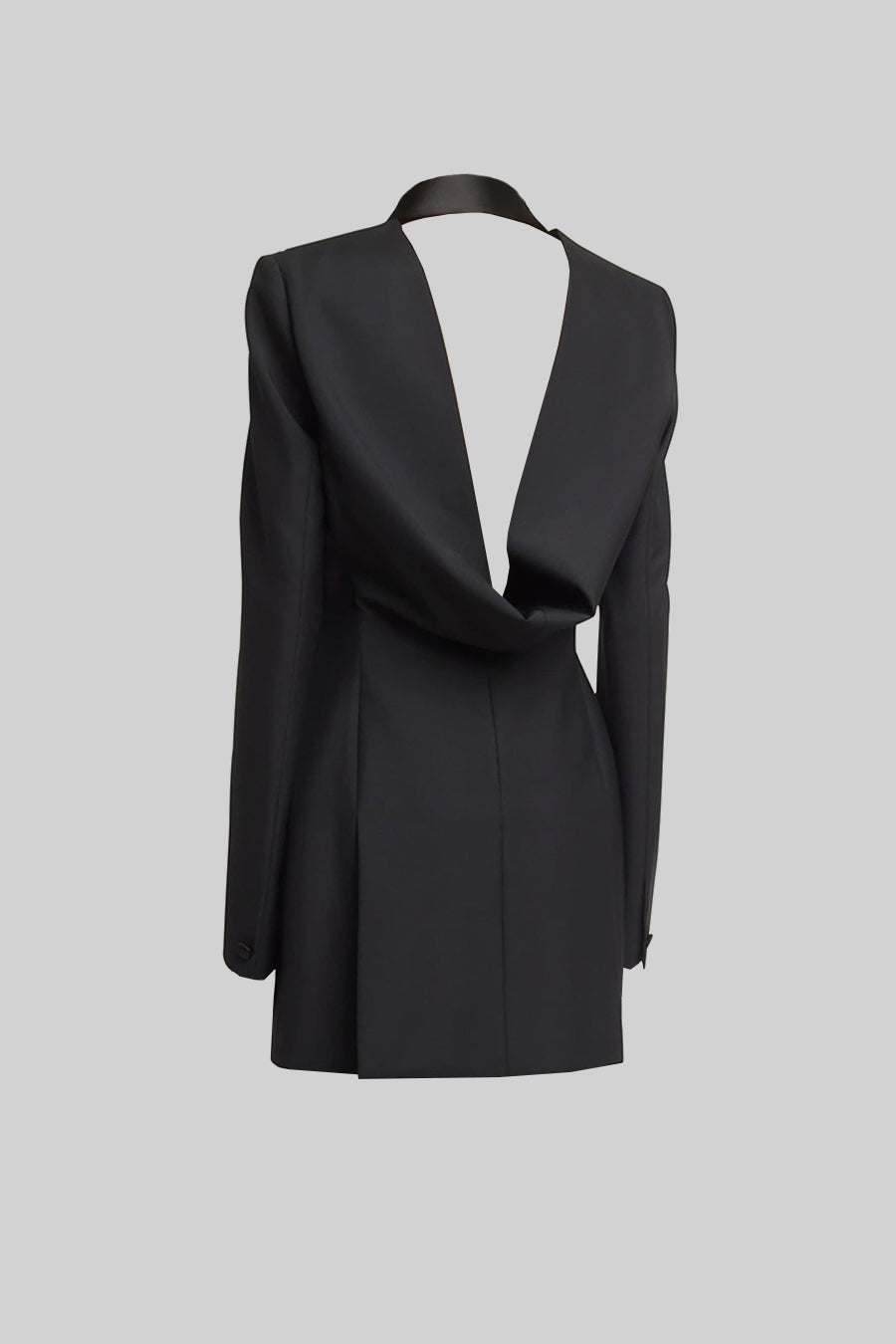Şal Yaka Detaylı Siyah Sırt Dekolteli Blazer