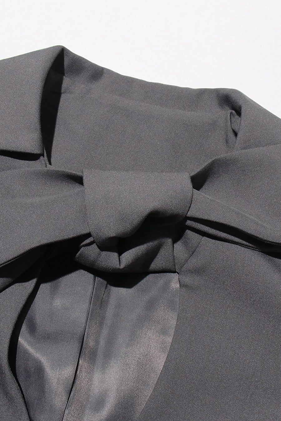 Yaka Fiyonk Detaylı Gri Blazer
