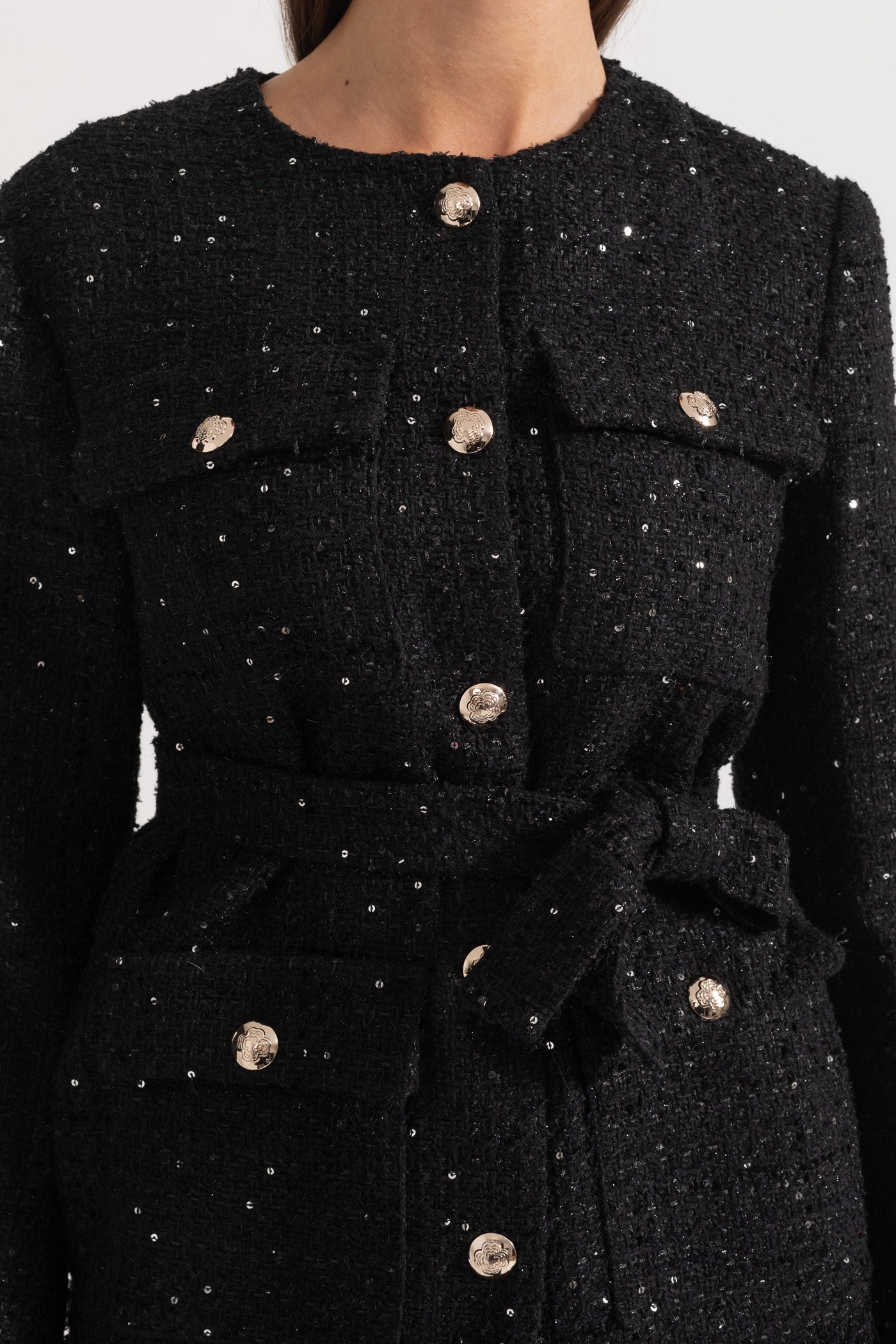 Kemer Detaylı Zarif Tweed Blazer