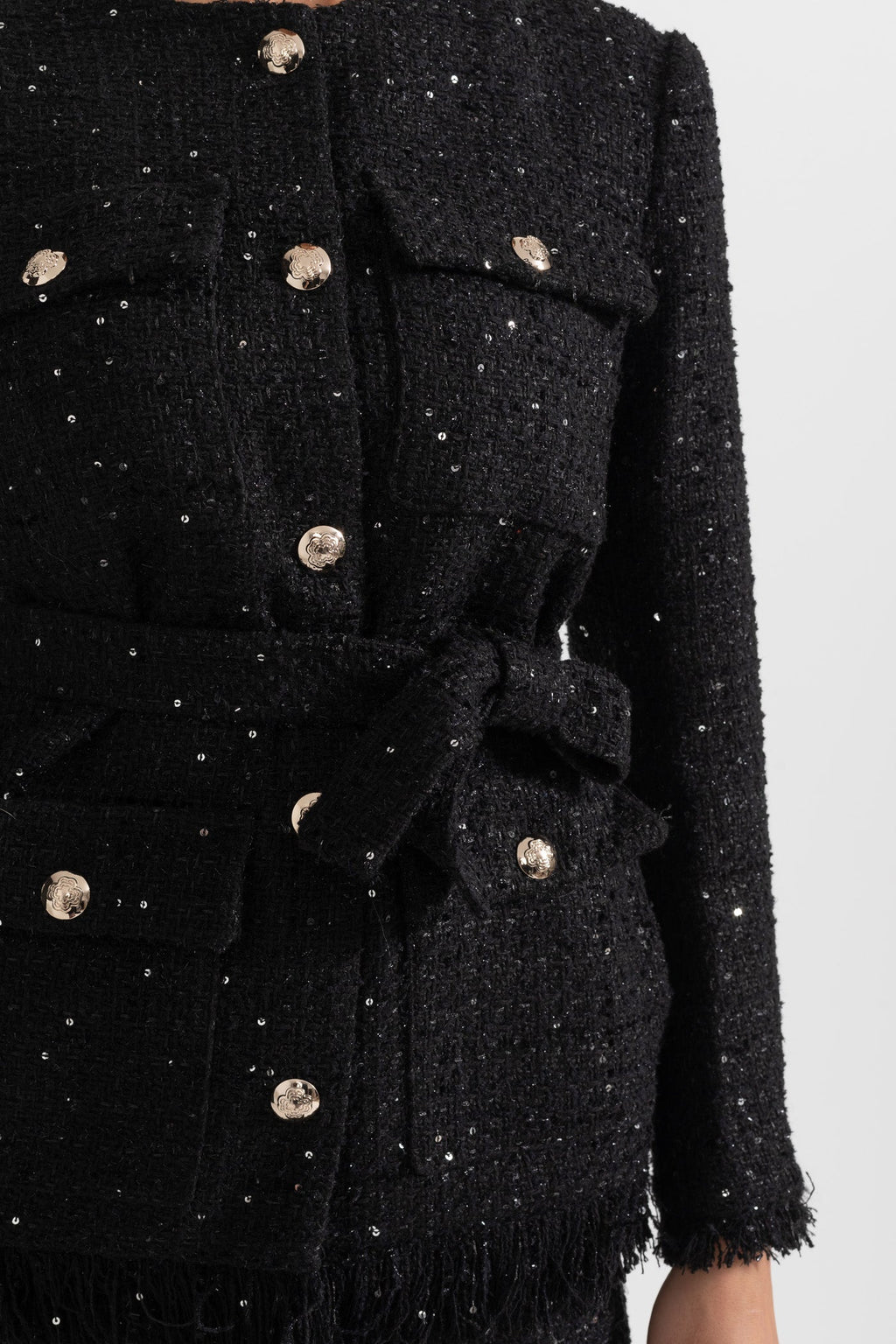 Kemer Detaylı Zarif Tweed Blazer