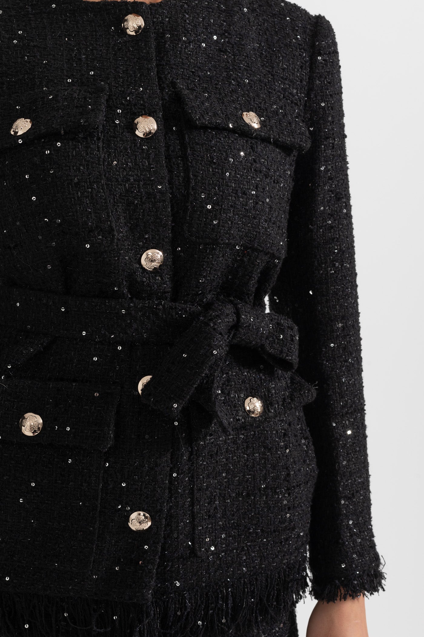 Kemer Detaylı Zarif Tweed Blazer