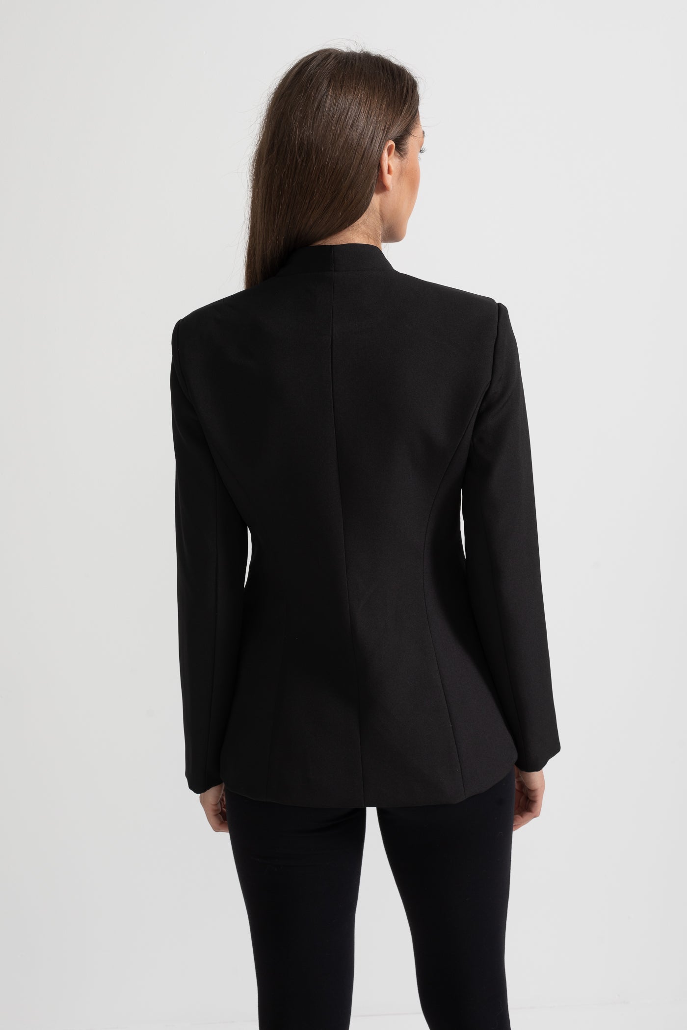 Gümüş Çiçek Tokalı Siyah Blazer Ceket