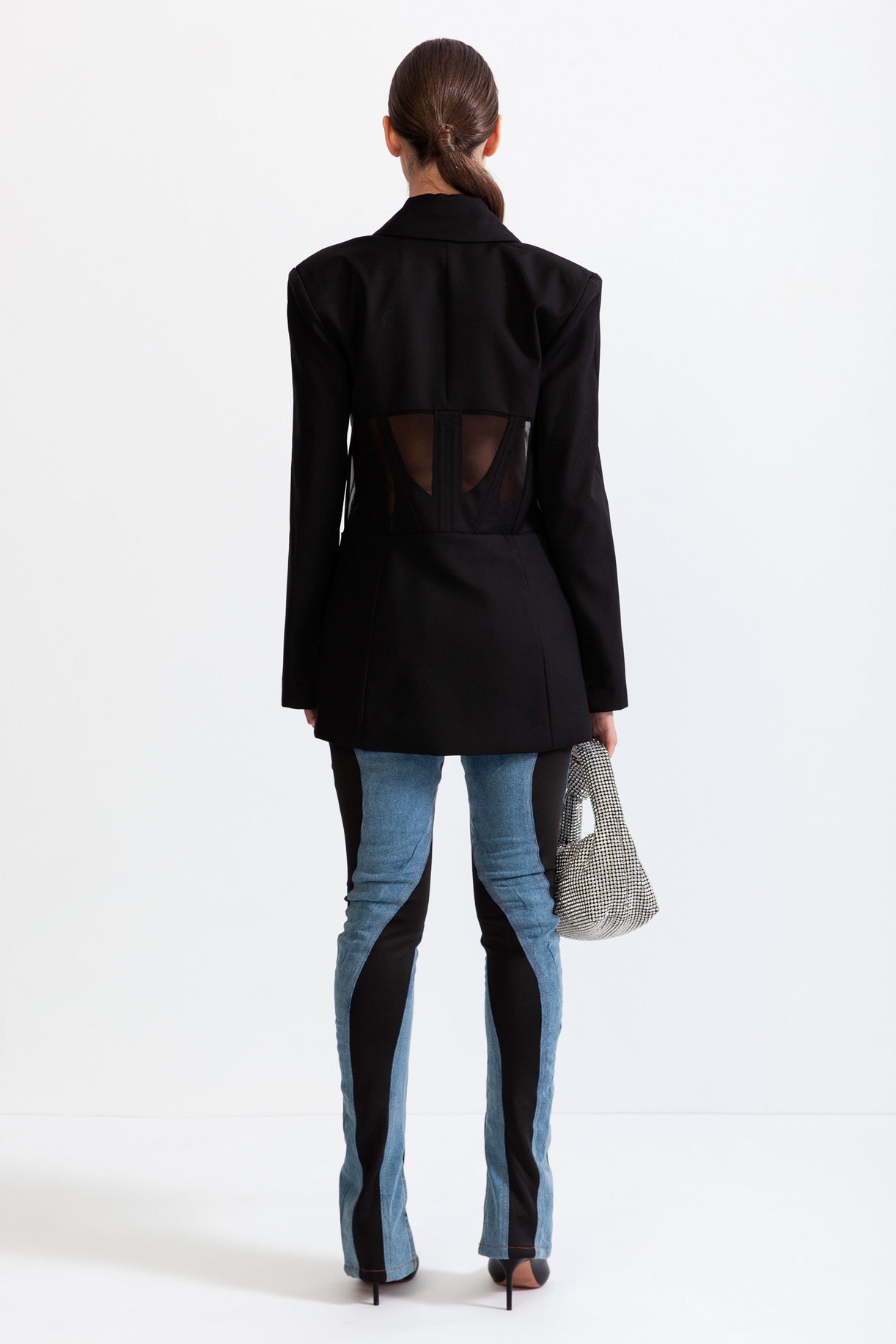 Korse Detaylı Siyah Blazer