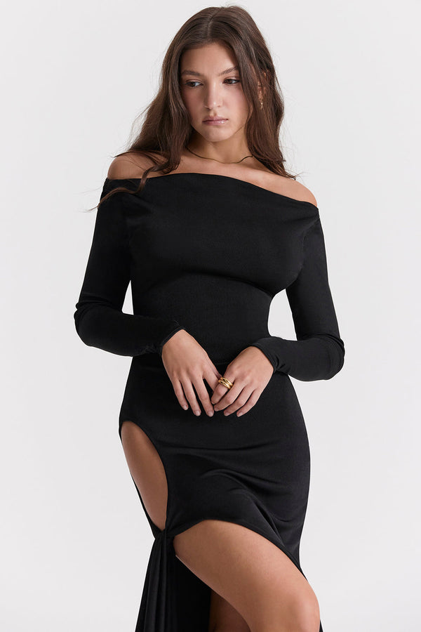 Cut Out Maxi Blackout Dress | Siyah