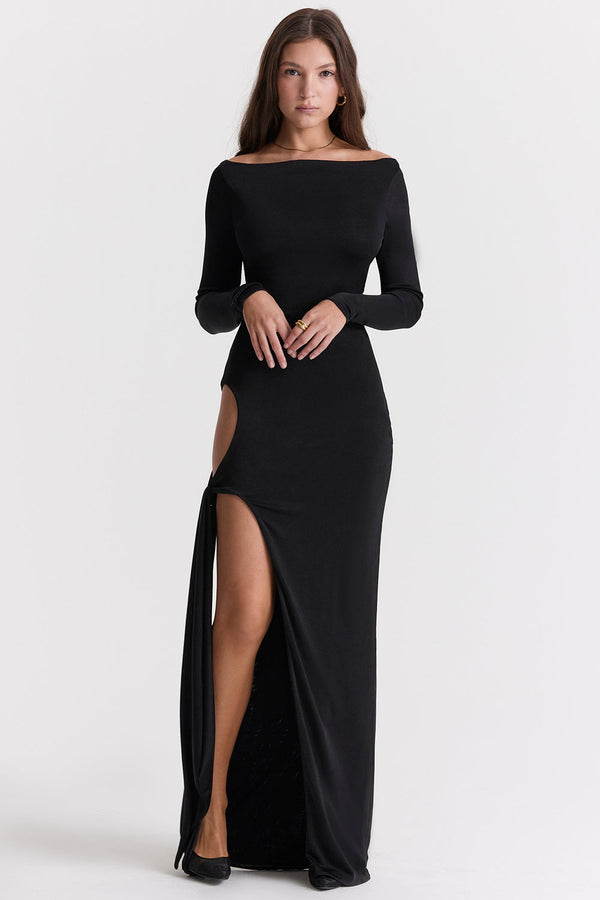 Cut Out Maxi Blackout Dress | Siyah