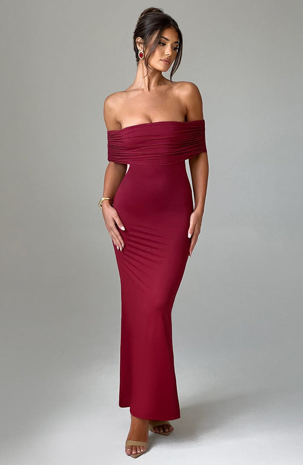 Belinda - Bordo Maxi Elbise