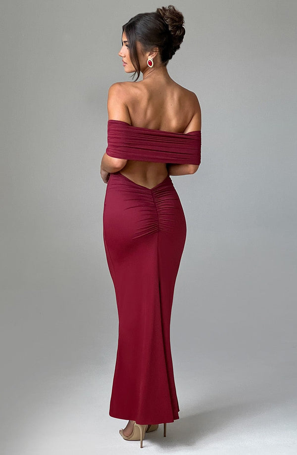 Belinda - Bordo Maxi Elbise