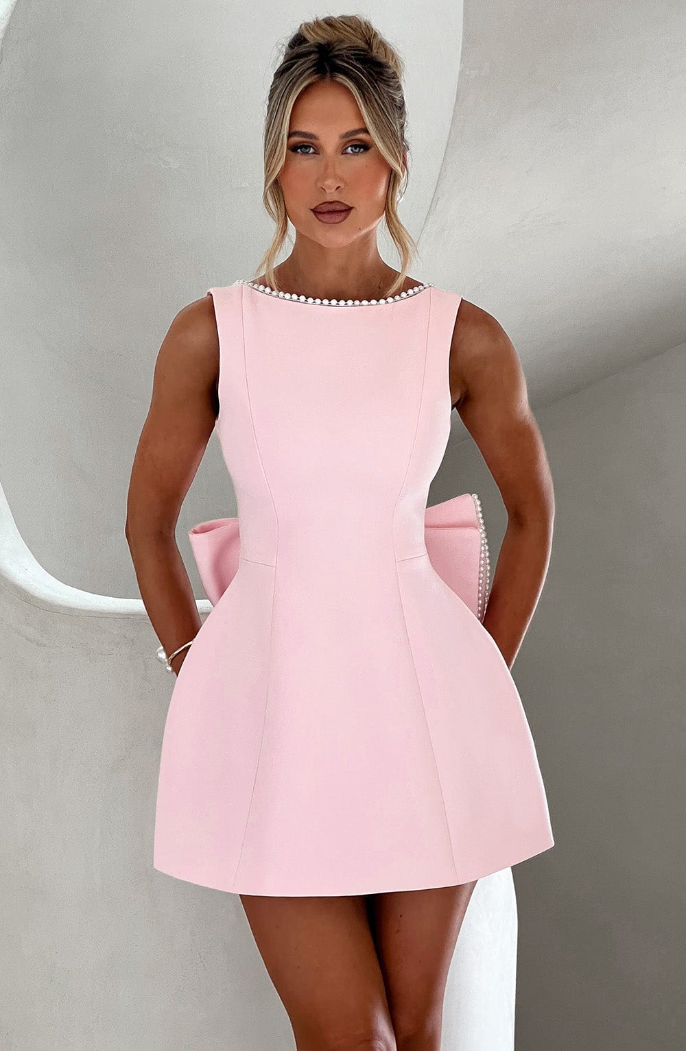 Carrie - Pembe Mini Elbise