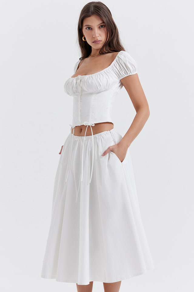 CORAL WHITE MIDI ELBİSE