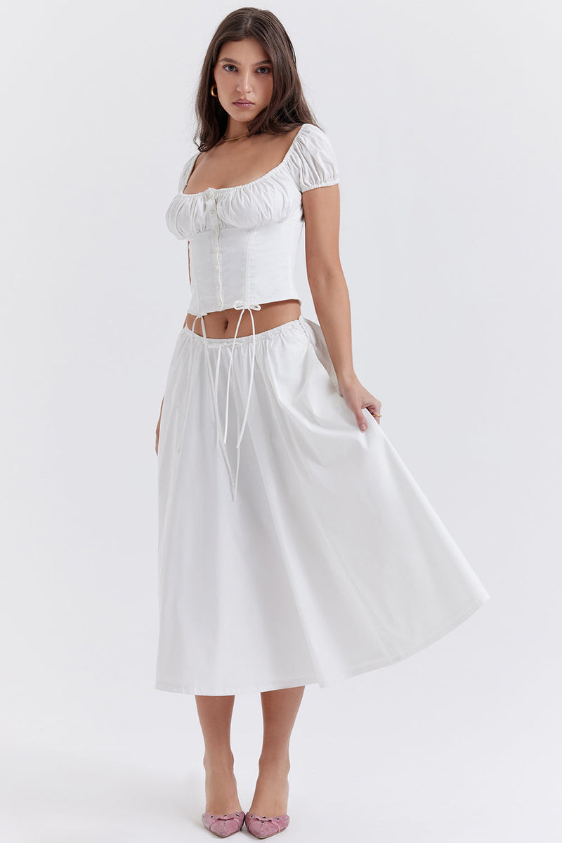 CORAL WHITE MIDI ELBİSE