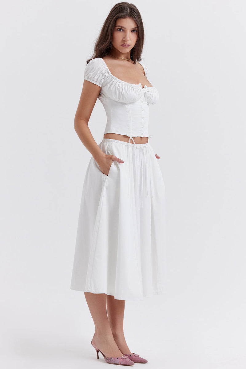 CORAL WHITE MIDI ELBİSE