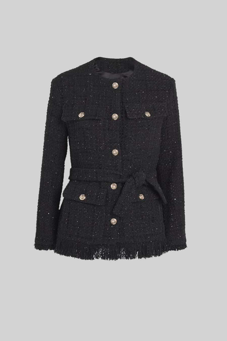 Kemer Detaylı Zarif Tweed Blazer